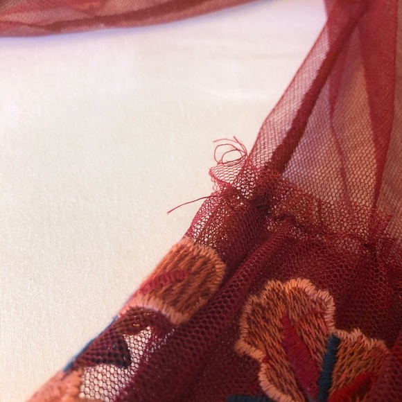 Zara Red Floral Sheer Top - Picture 4 of 5